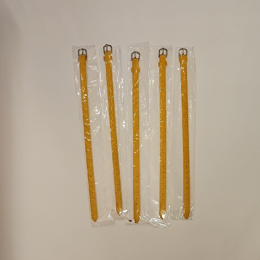 Leather Bracelet Set Of 5 Snake Skin Craft Supplies Jewelry Making Yellow NEW